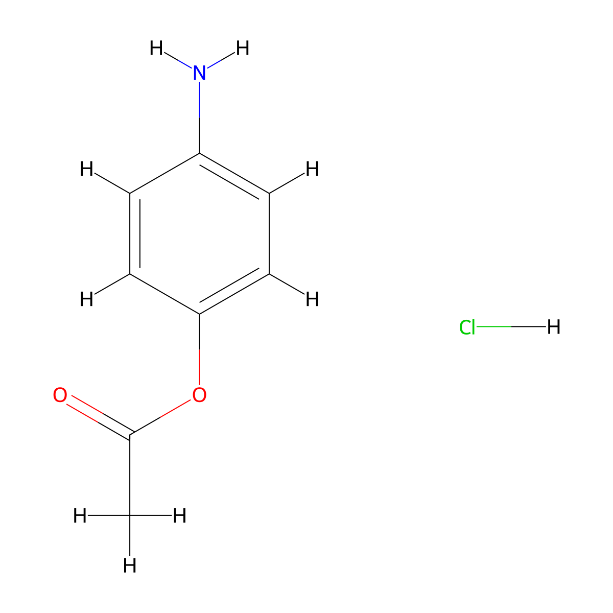 4-Aminophenyl acetate HCl molecular structure, CAS 35589-34-5