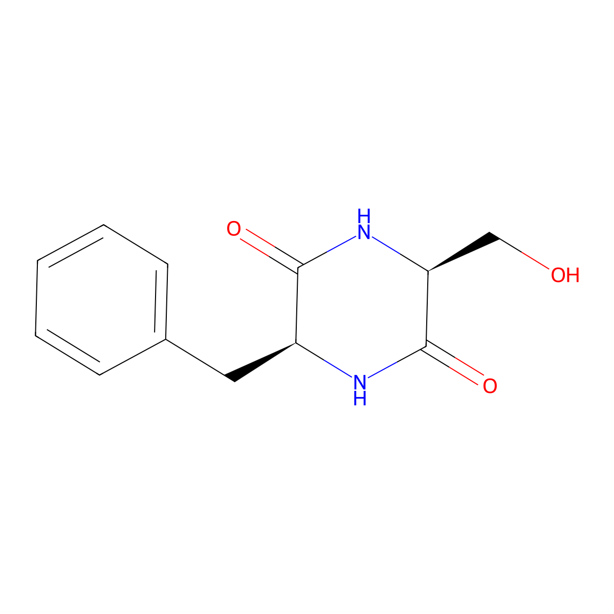 (3S,6S)-3-benzyl-6-(hydroxymethyl)piperazine-2,5-dione molecular structure, CAS 35591-00-5