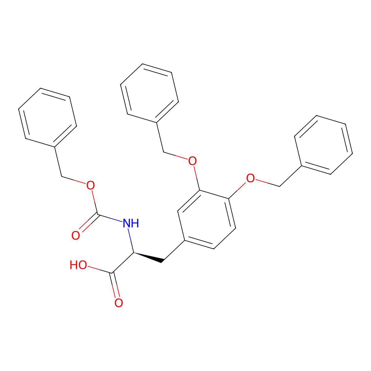 (2S)-2-{[(benzyloxy)carbonyl]amino}-3-[3,4-bis(benzyloxy)phenyl]propanoic acid molecular structure, CAS 35591-10-7