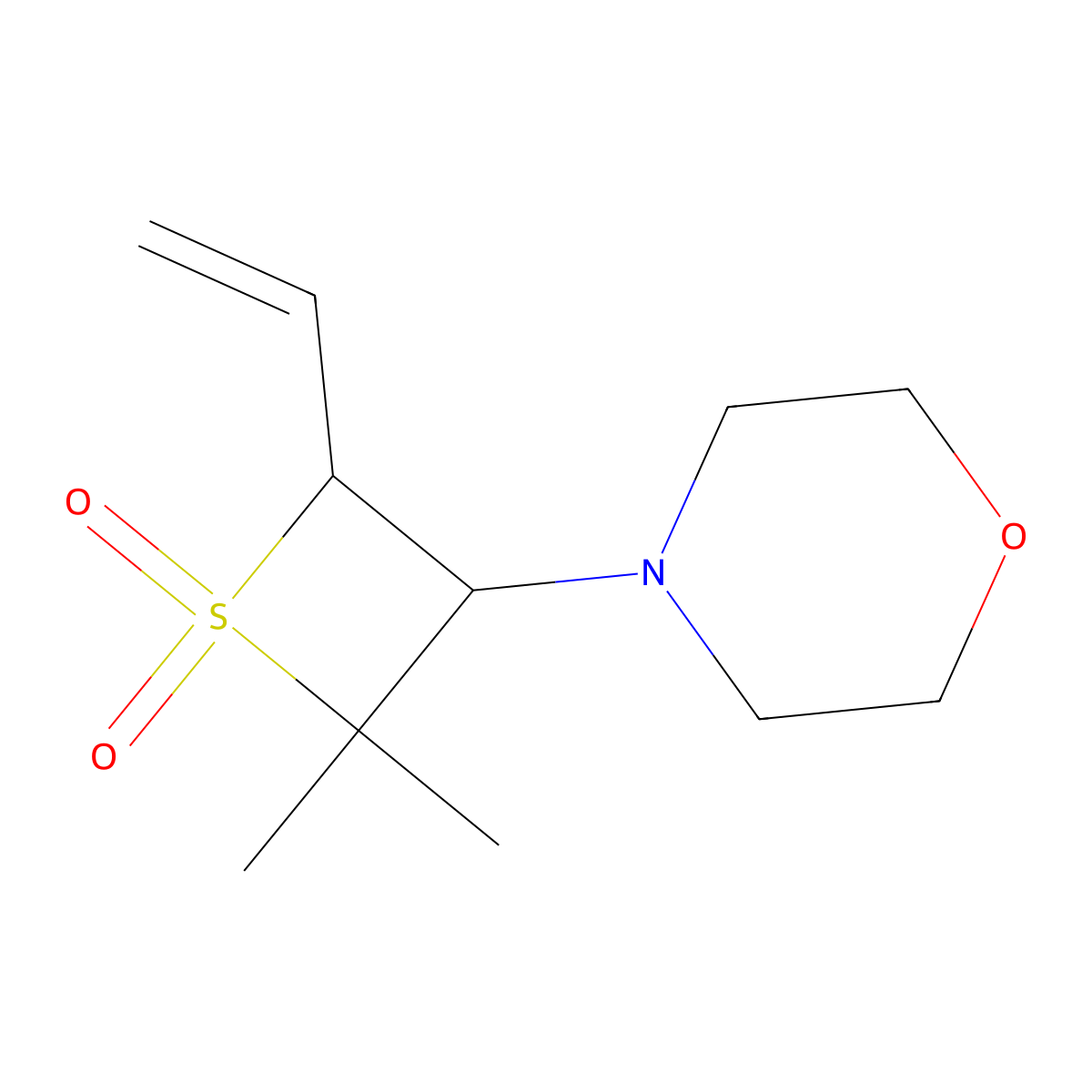4-(4-Ethenyl-2,2-dimethyl-1,1-dioxidothietan-3-yl)morpholine molecular structure, CAS 35595-13-2