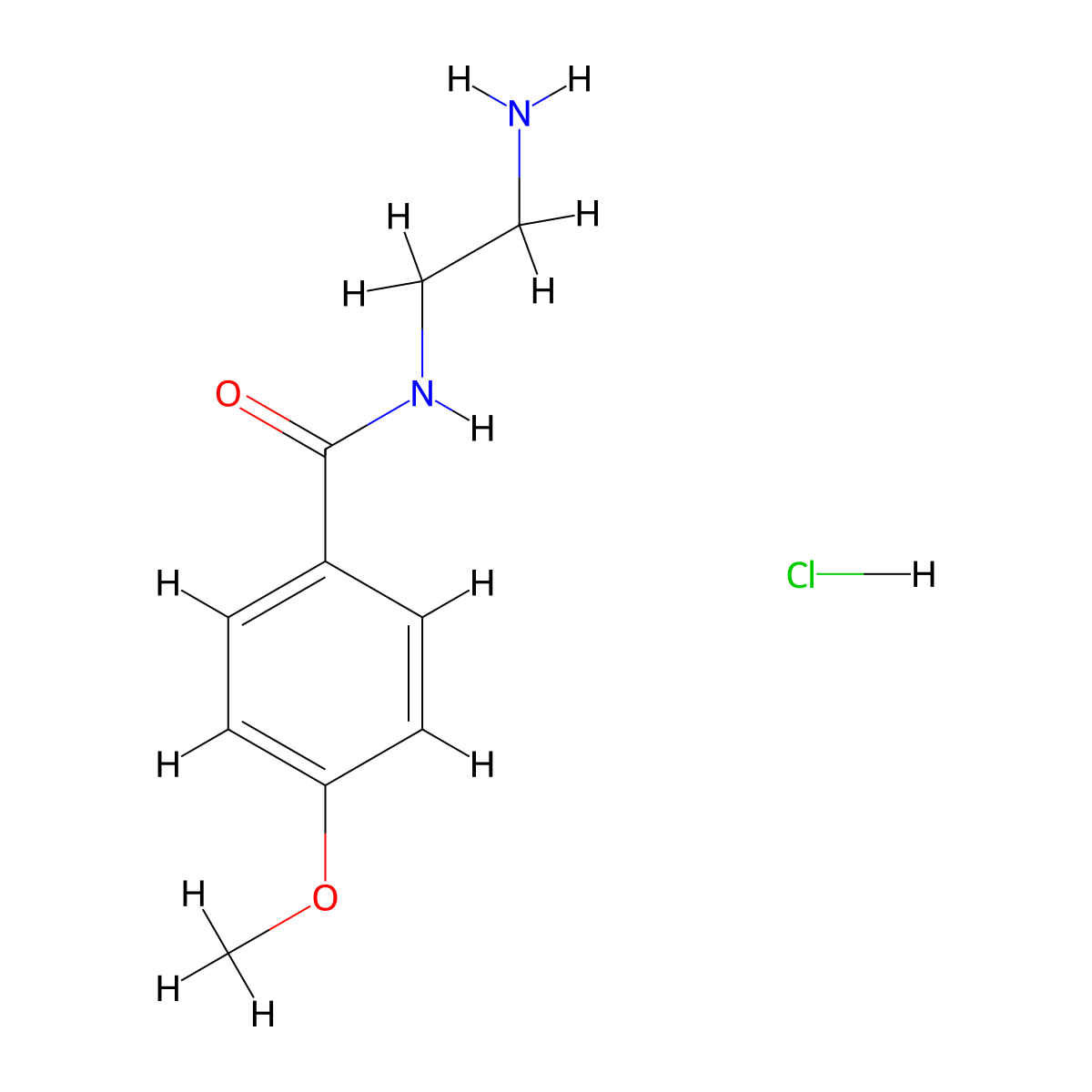 N-(2-aminoethyl)-4-methoxybenzamide hydrochloride molecular structure, CAS 3560-43-8