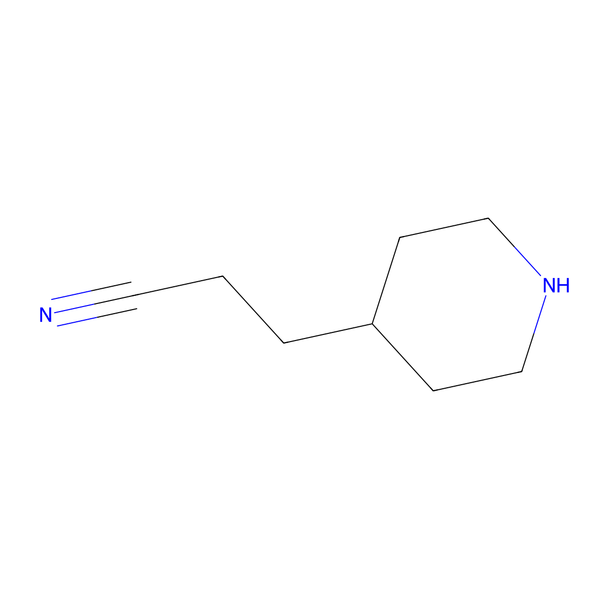 3-(Piperidin-4-yl)propanenitrile molecular structure, CAS 356045-72-2
