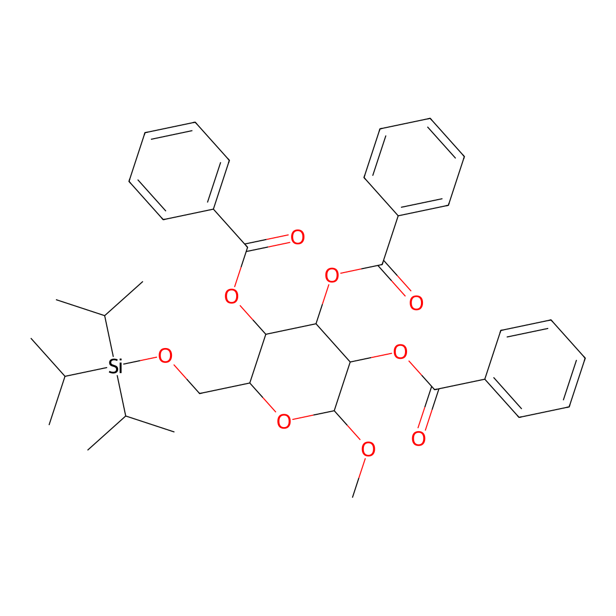Methyl-6-O-(triisopropylsilyl)-2,3,4-tri-O-benzoyl-alpha-D-galactopyranoside molecular structure, CAS 356060-80-5