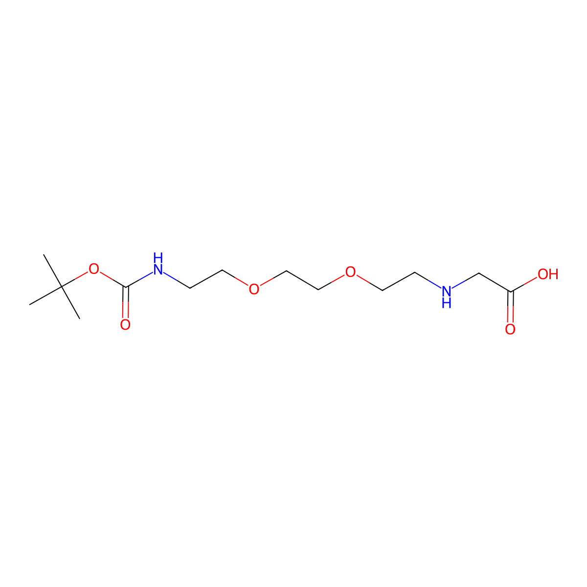 2-({2-[2-(2-{[(Tert-butoxy)carbonyl]amino}ethoxy)ethoxy]ethyl}amino)acetic acid molecular structure, CAS 356066-44-9