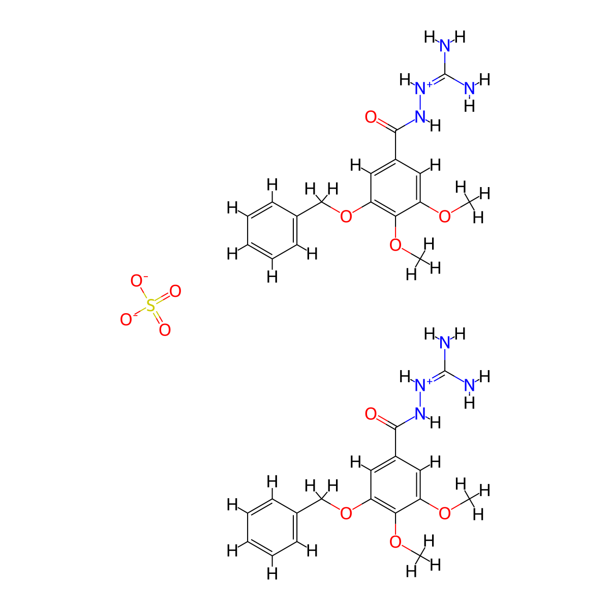 3-(Benzyloxy)-N-carbamimidoyl-4,5-dimethoxybenzene-1-carbohydrazonic acid--sulfuric acid (2/1) molecular structure, CAS 35607-25-1