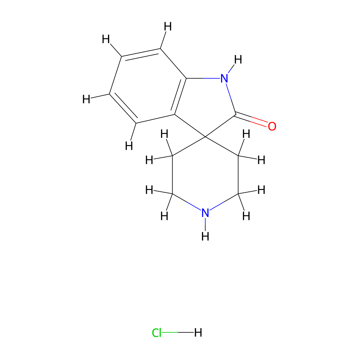1,2-Dihydrospiro[indole-3,4'-piperidine]-2-one hydrochloride molecular structure, CAS 356072-46-3