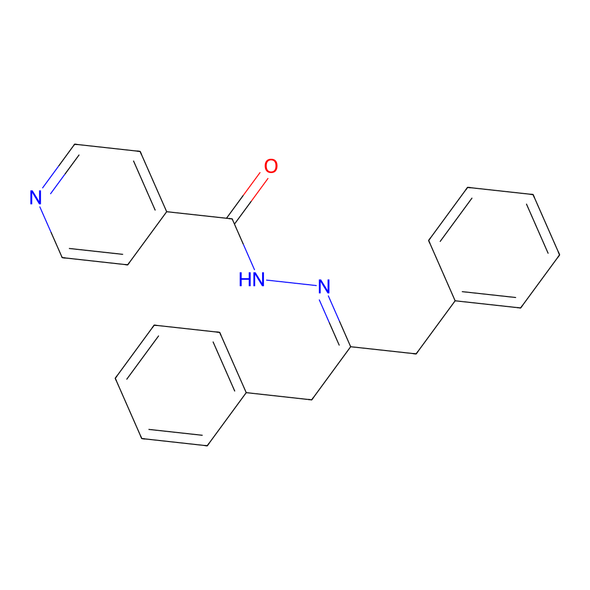 N-(1,3-diphenylpropan-2-ylideneamino)pyridine-4-carboxamide molecular structure, CAS 356075-39-3