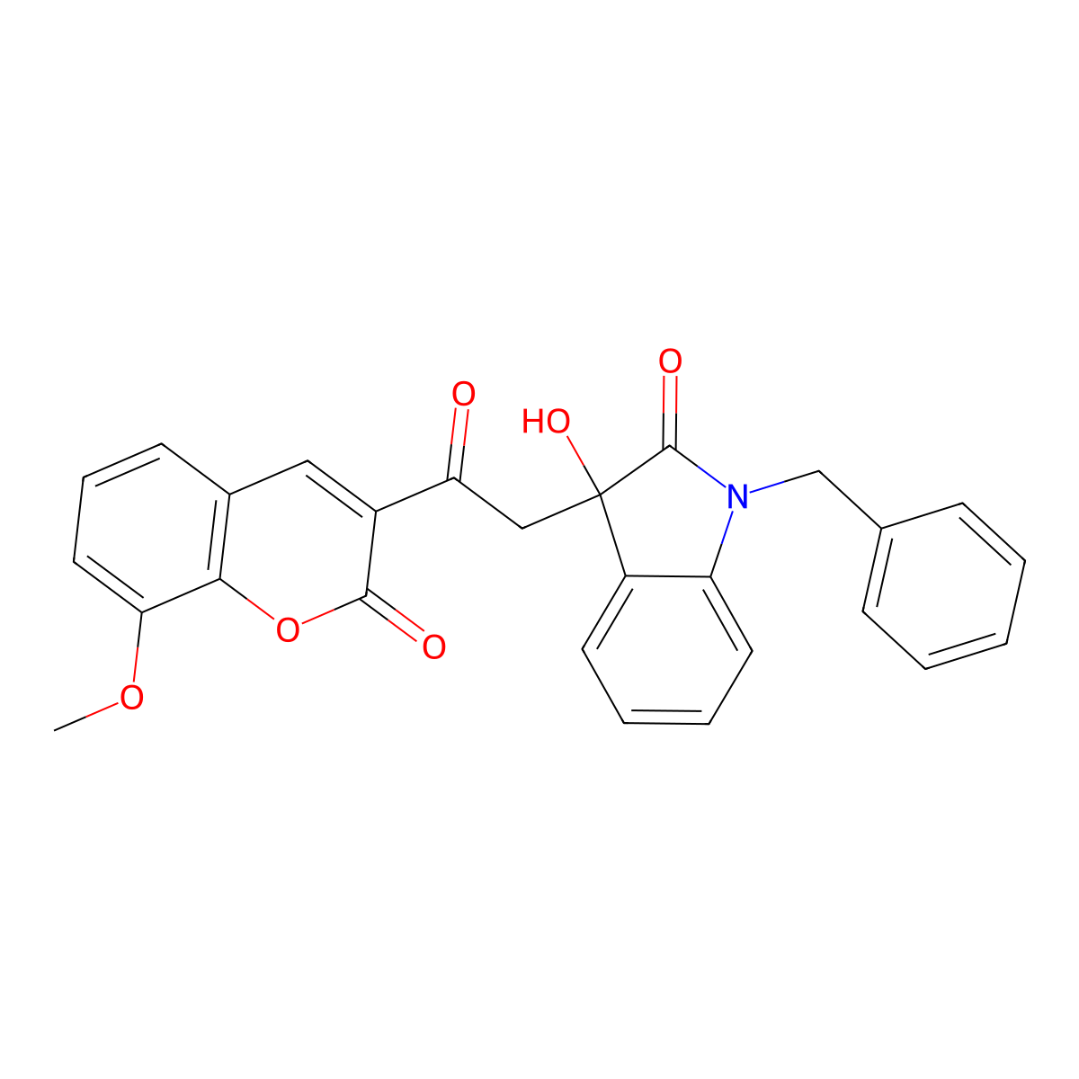 1-benzyl-3-hydroxy-3-[2-(8-methoxy-2-oxo-2H-chromen-3-yl)-2-oxoethyl]-1,3-dihydro-2H-indol-2-one molecular structure, CAS 356075-51-9