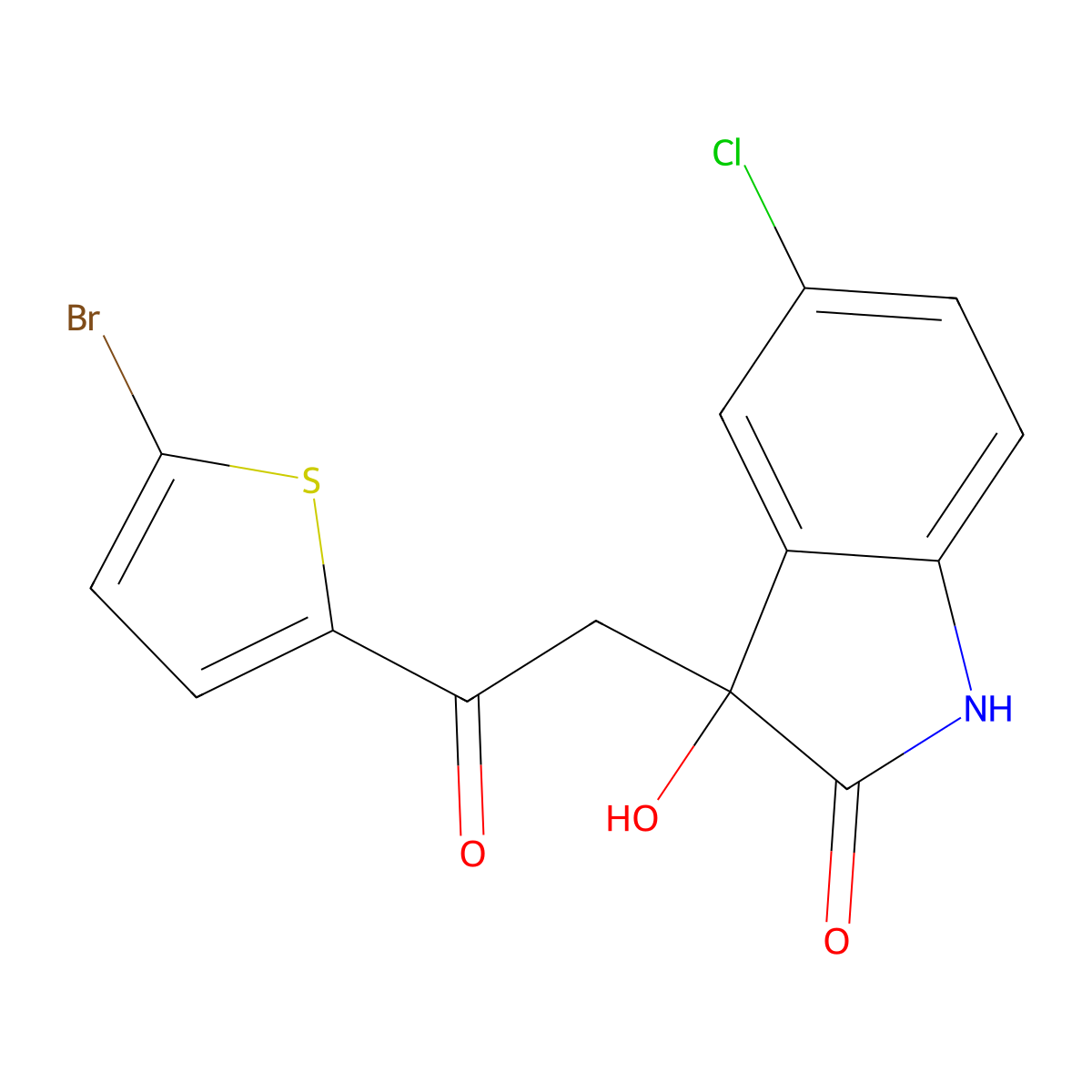 3-[2-(5-bromothiophen-2-yl)-2-oxoethyl]-5-chloro-3-hydroxy-1,3-dihydro-2H-indol-2-one molecular structure, CAS 356075-52-0