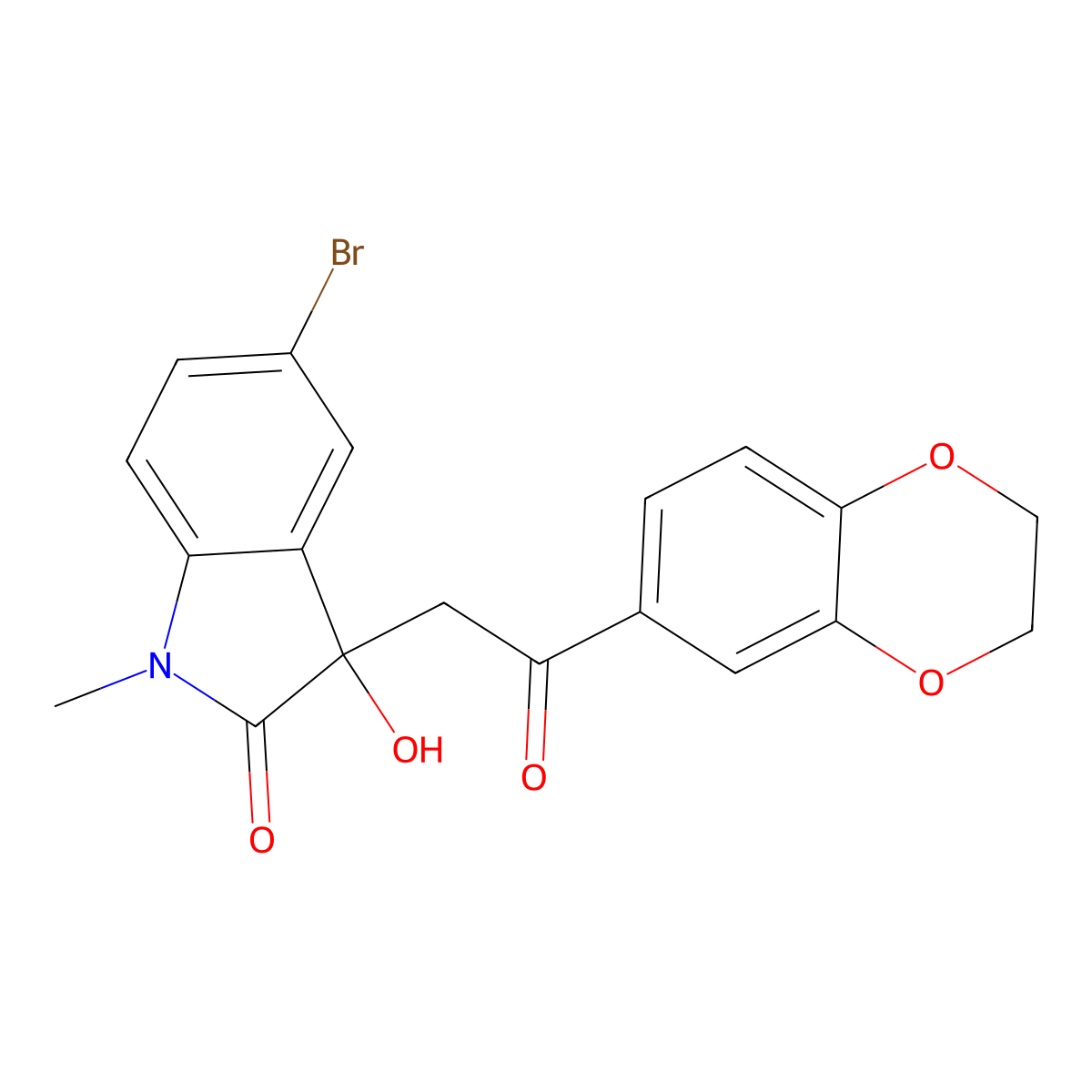 5-bromo-3-[2-(2,3-dihydro-1,4-benzodioxin-6-yl)-2-oxoethyl]-3-hydroxy-1-methyl-1,3-dihydro-2H-indol-2-one molecular structure, CAS 356075-54-2