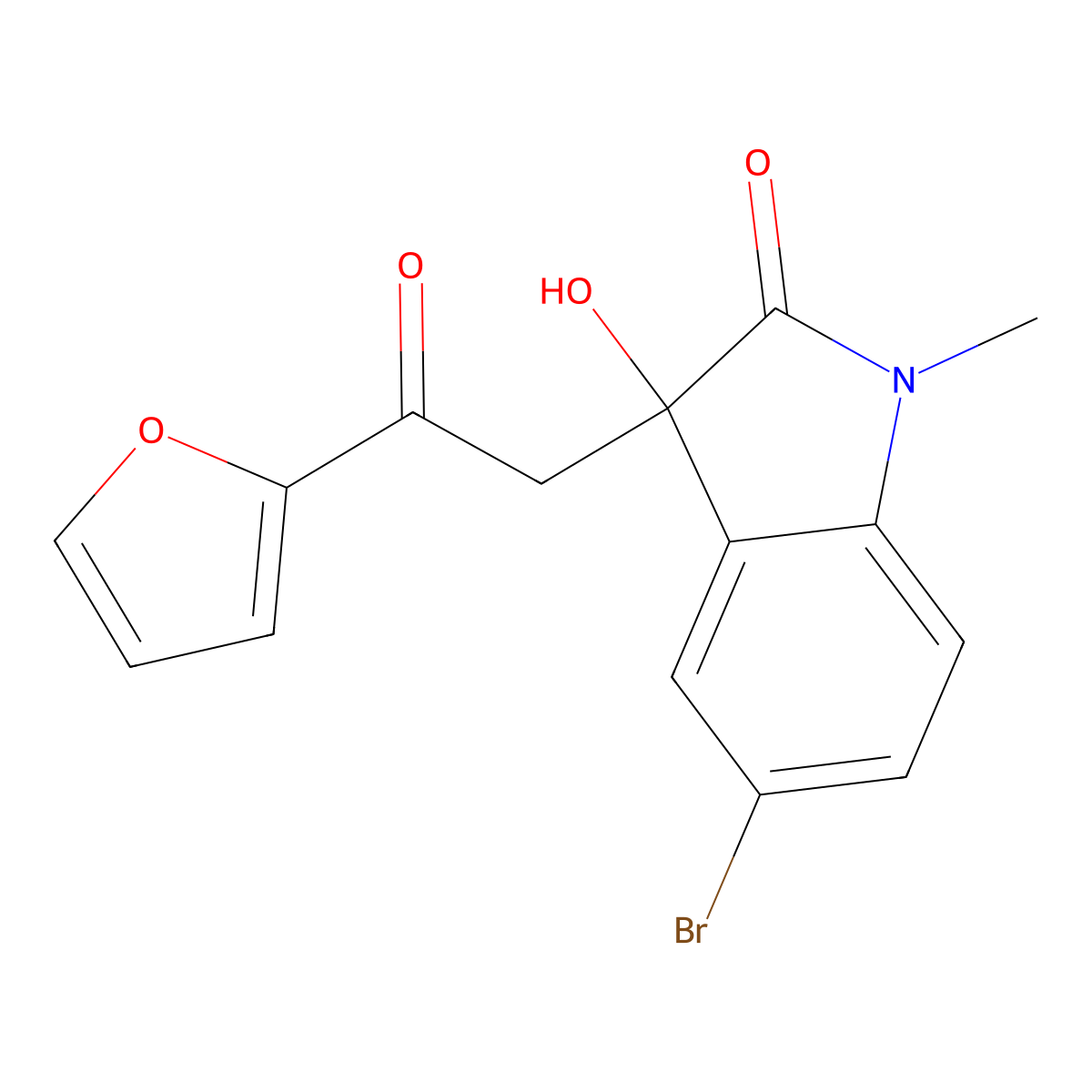 5-bromo-3-[2-(furan-2-yl)-2-oxoethyl]-3-hydroxy-1-methyl-1,3-dihydro-2H-indol-2-one molecular structure, CAS 356075-55-3