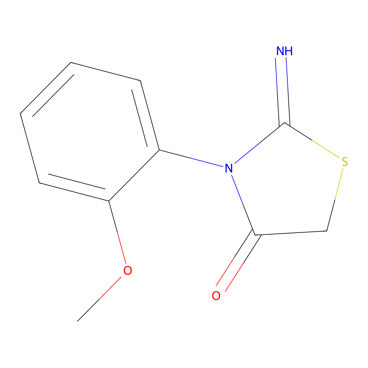 2-Imino-3-(2-methoxyphenyl)-1,3-thiazolidin-4-one molecular structure, CAS 356075-70-2