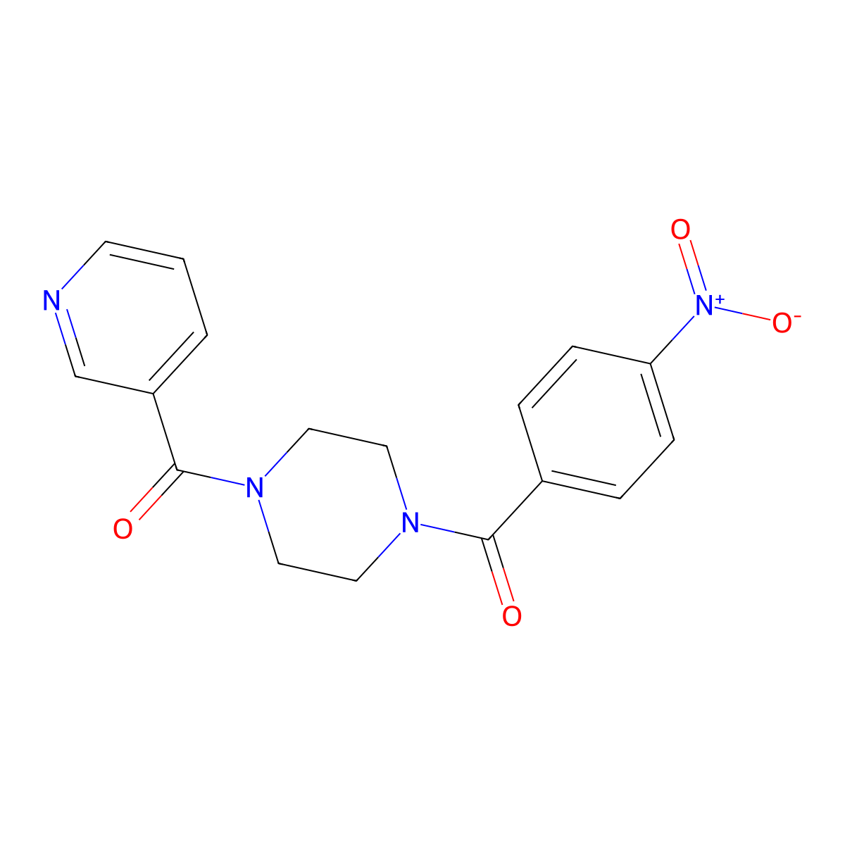 (4-Nitrophenyl)-[4-(pyridine-3-carbonyl)piperazin-1-yl]methanone molecular structure, CAS 356075-74-6