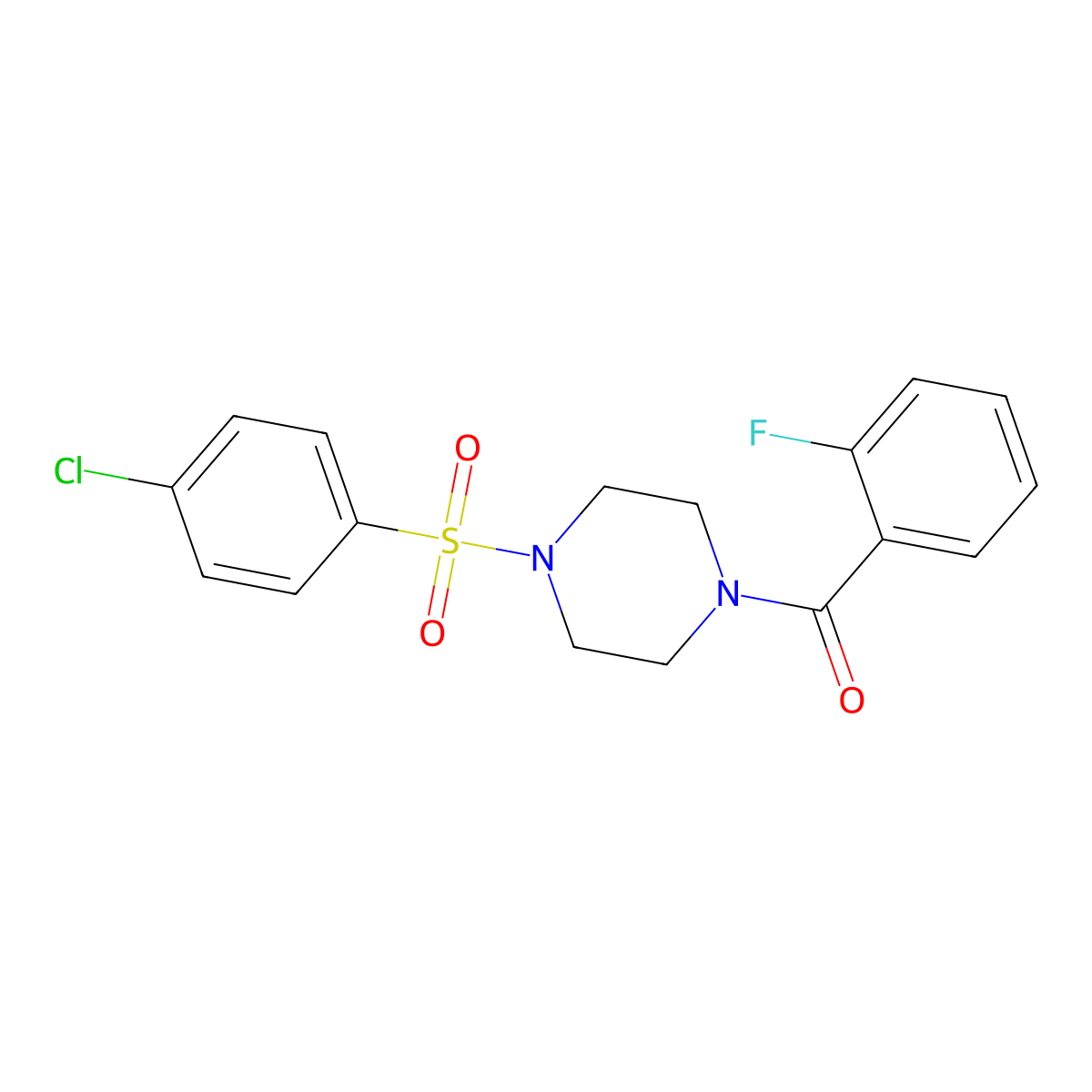 1-(4-Chlorobenzenesulfonyl)-4-(2-fluorobenzoyl)piperazine molecular structure, CAS 356075-75-7