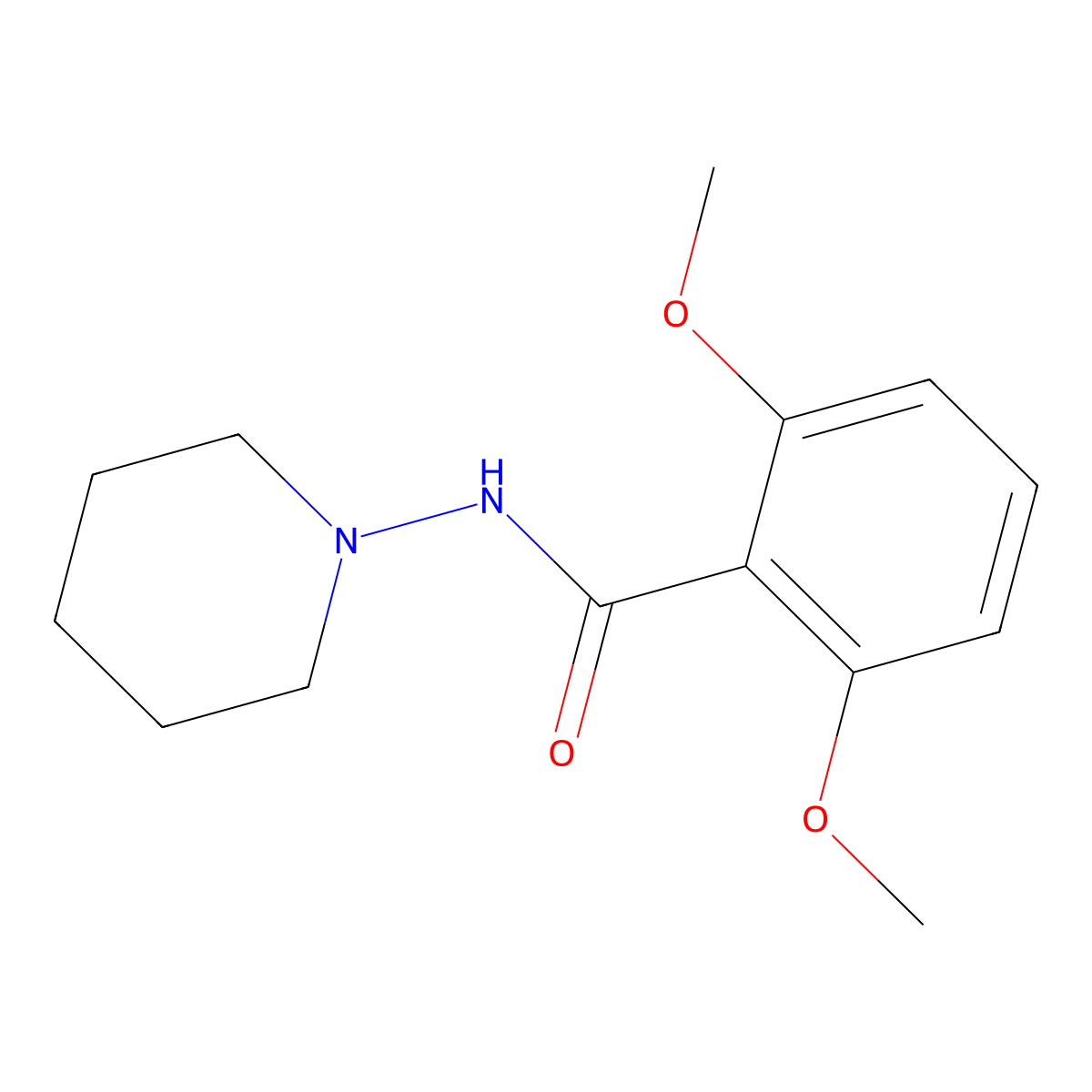 2,6-dimethoxy-N-piperidin-1-ylbenzamide molecular structure, CAS 356075-77-9