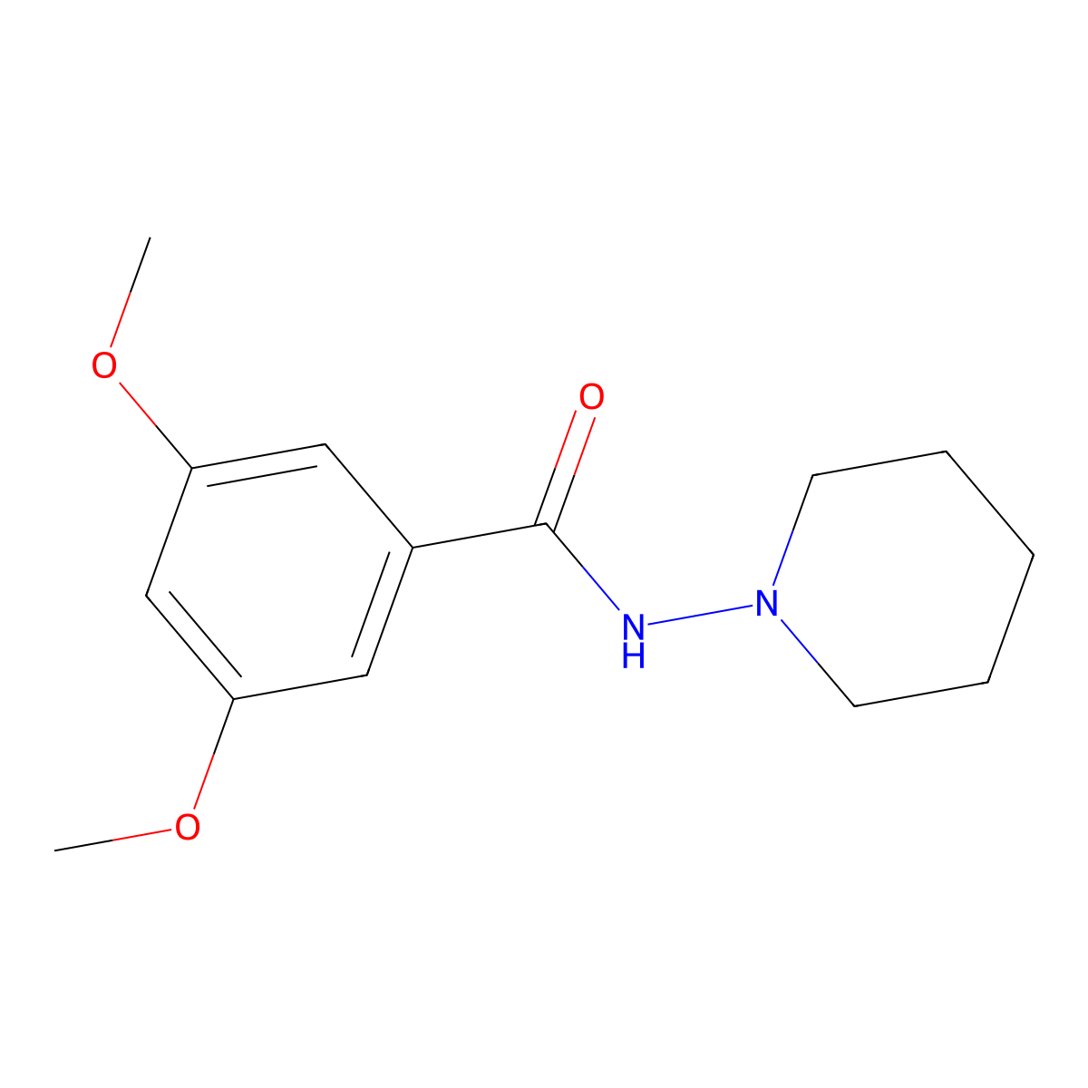 3,5-dimethoxy-N-piperidin-1-ylbenzamide molecular structure, CAS 356075-78-0