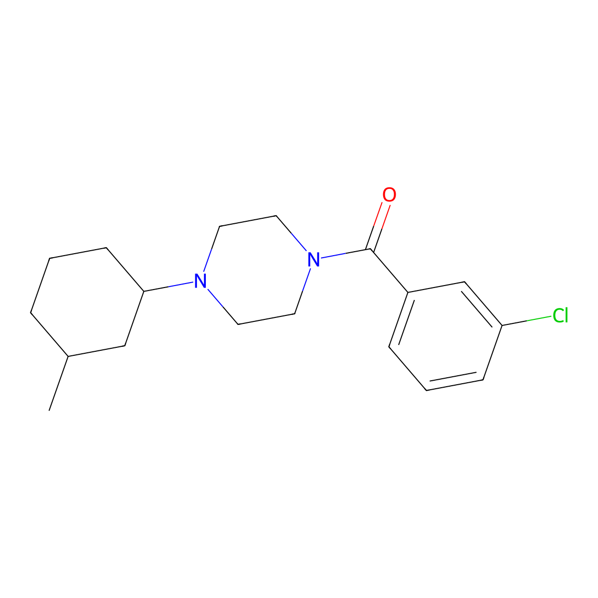 (3-Chlorophenyl)-[4-(3-methylcyclohexyl)piperazin-1-yl]methanone molecular structure, CAS 356075-82-6