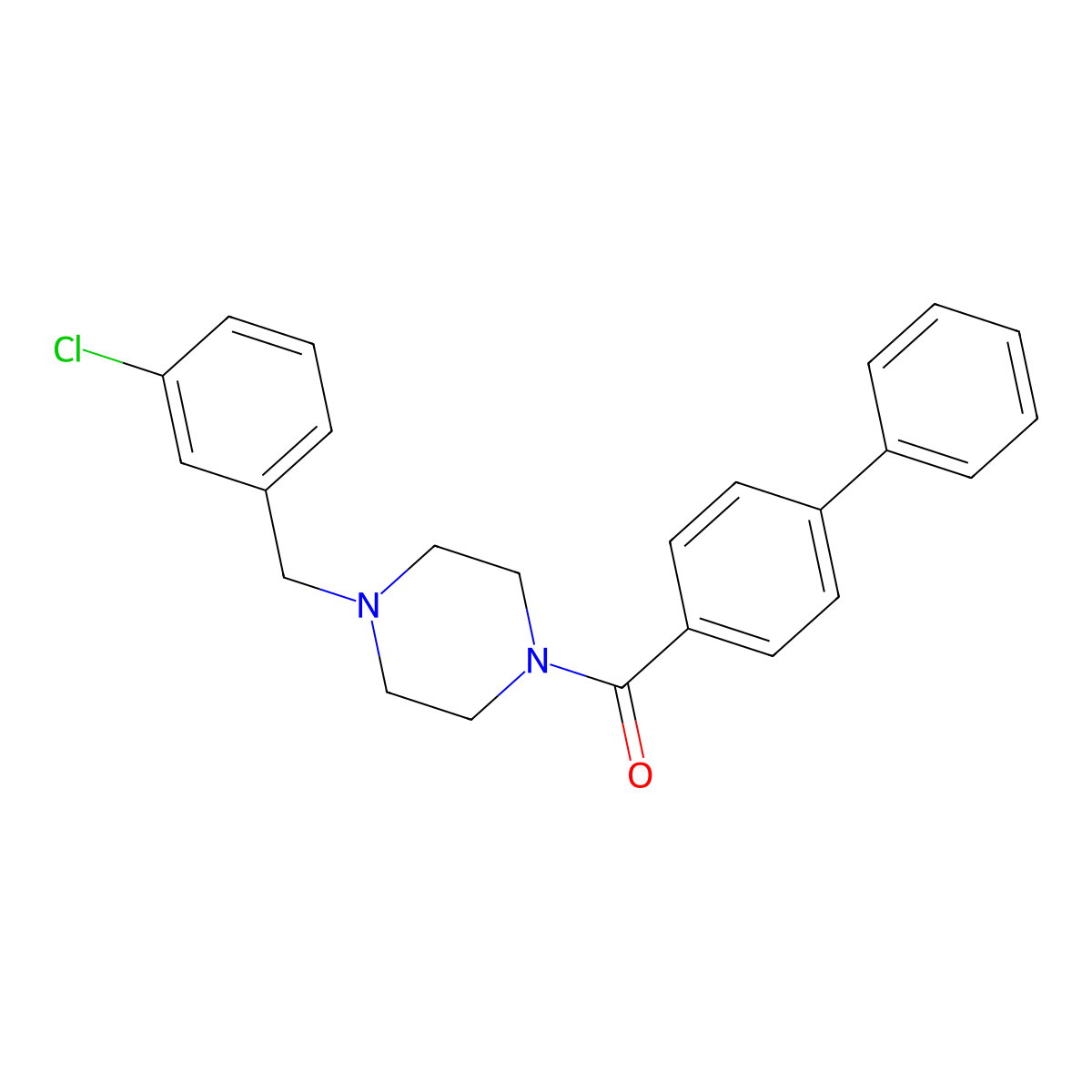 [4-[(3-Chlorophenyl)methyl]piperazin-1-yl]-(4-phenylphenyl)methanone molecular structure, CAS 356075-84-8