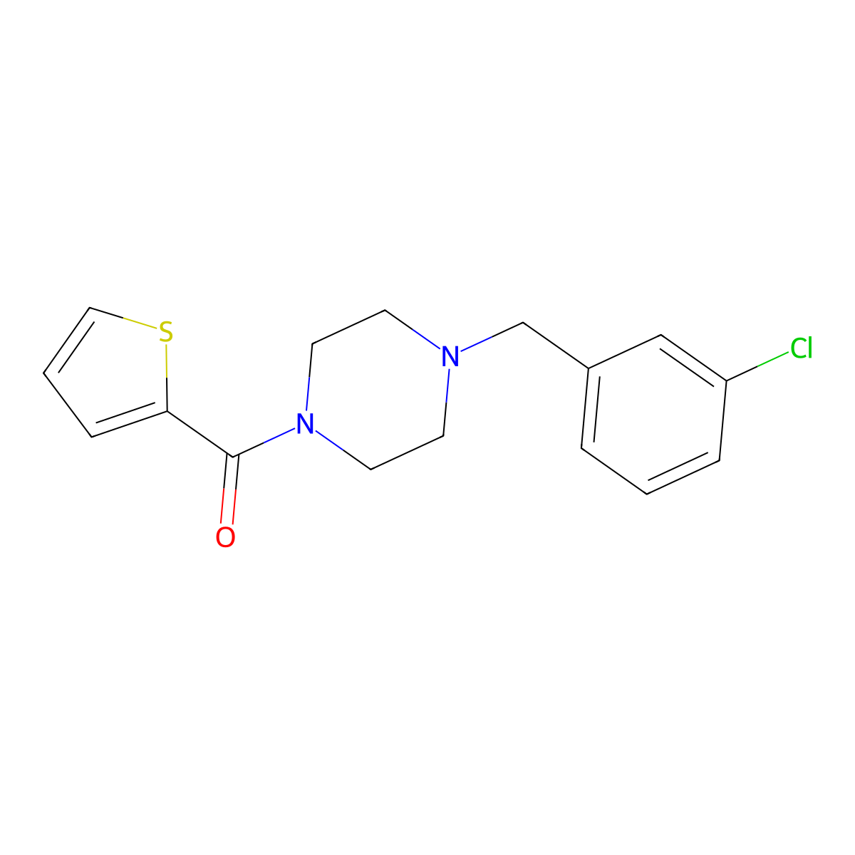 [4-(3-Chlorobenzyl)piperazin-1-yl](thiophen-2-yl)methanone molecular structure, CAS 356075-85-9