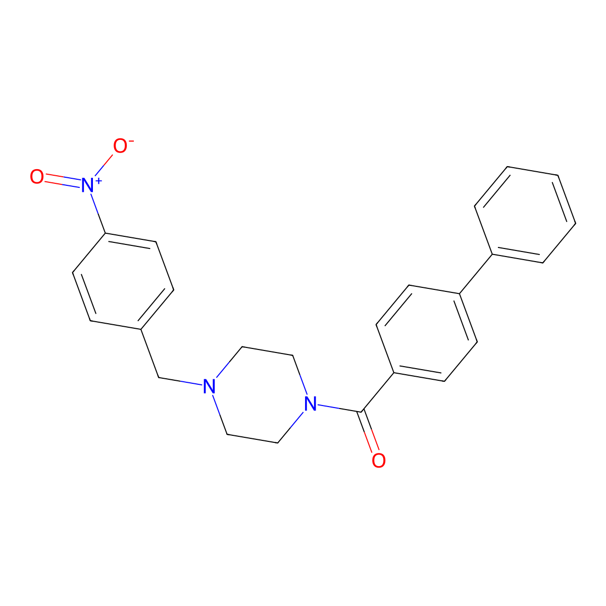 Biphenyl-4-yl[4-(4-nitrobenzyl)piperazin-1-yl]methanone molecular structure, CAS 356075-86-0