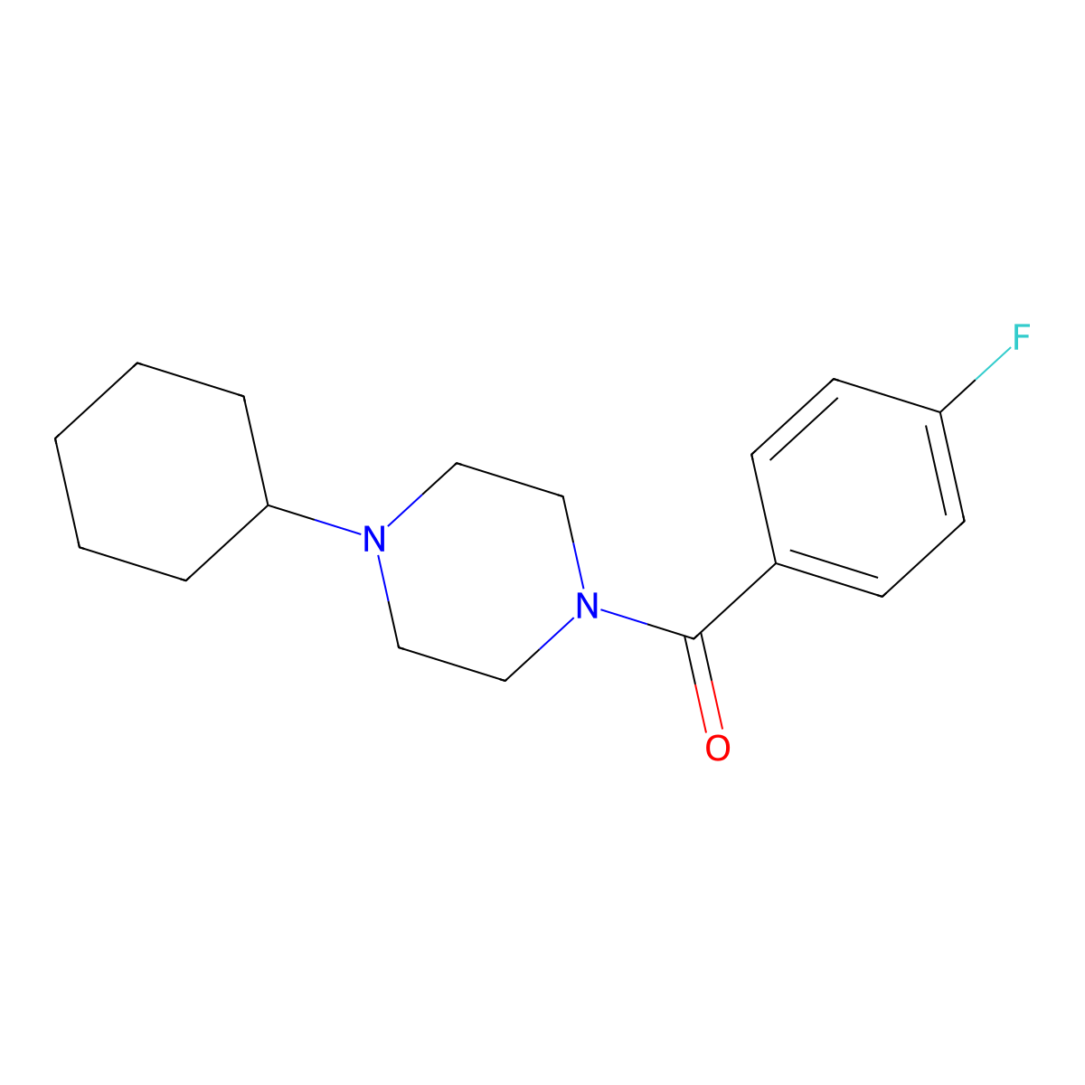 (4-Cyclohexylpiperazin-1-yl)(4-fluorophenyl)methanone molecular structure, CAS 356075-87-1