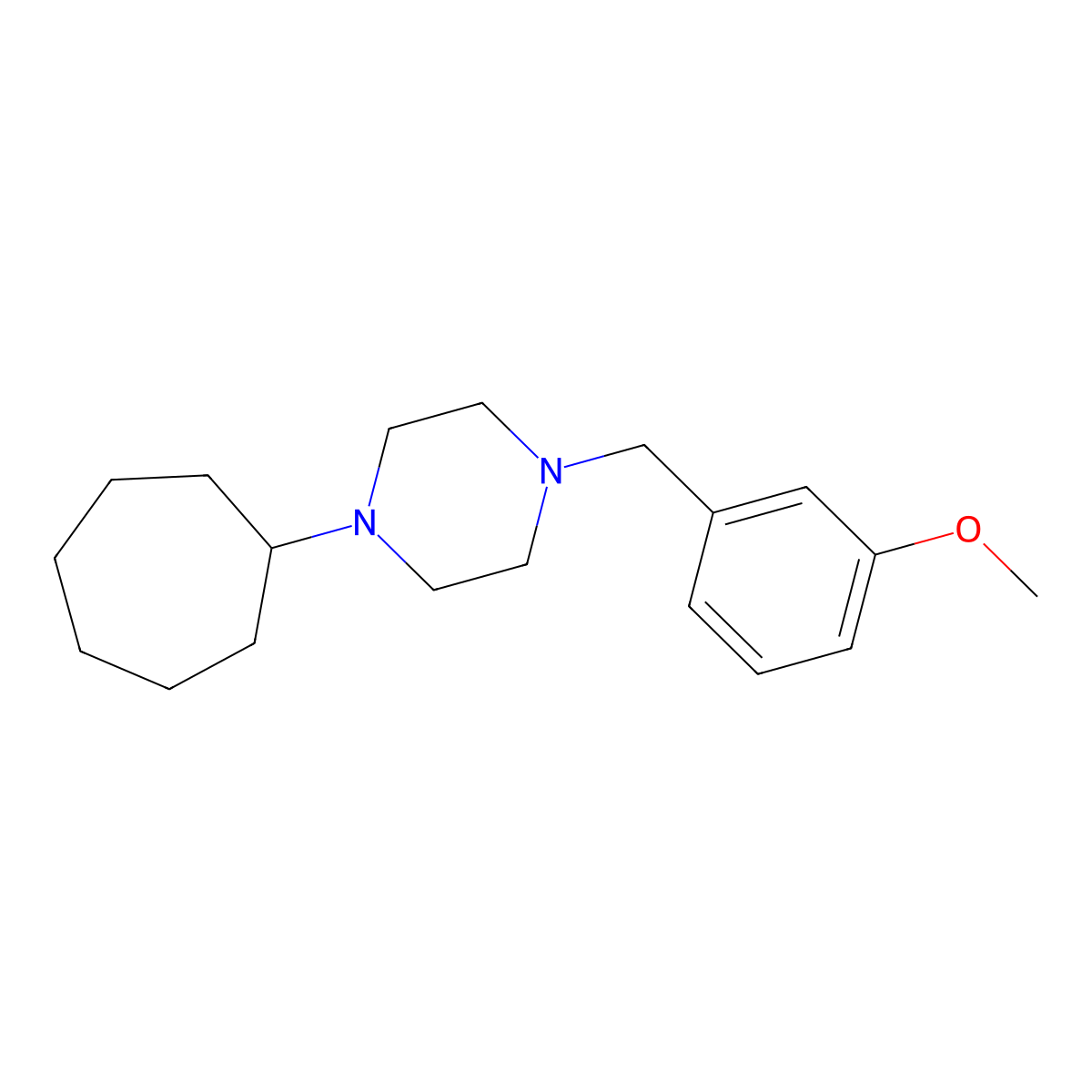 1-Cycloheptyl-4-[(3-methoxyphenyl)methyl]piperazine molecular structure, CAS 356075-88-2