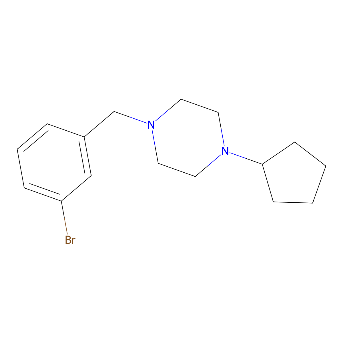 1-[(3-Bromophenyl)methyl]-4-cyclopentylpiperazine molecular structure, CAS 356075-90-6