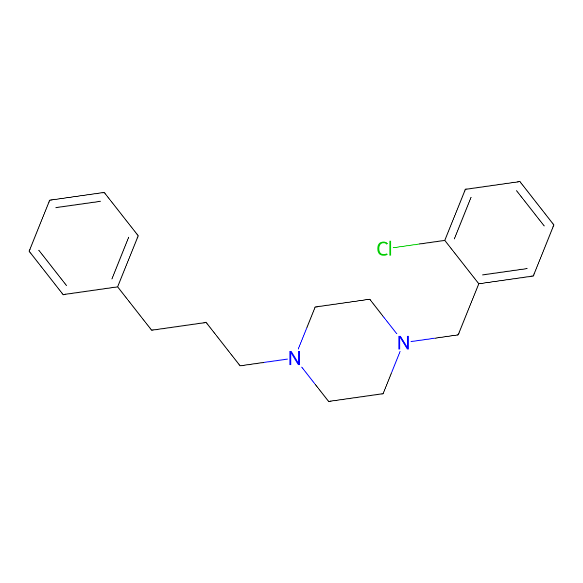 1-[(2-Chlorophenyl)methyl]-4-(3-phenylpropyl)piperazine molecular structure, CAS 356075-91-7