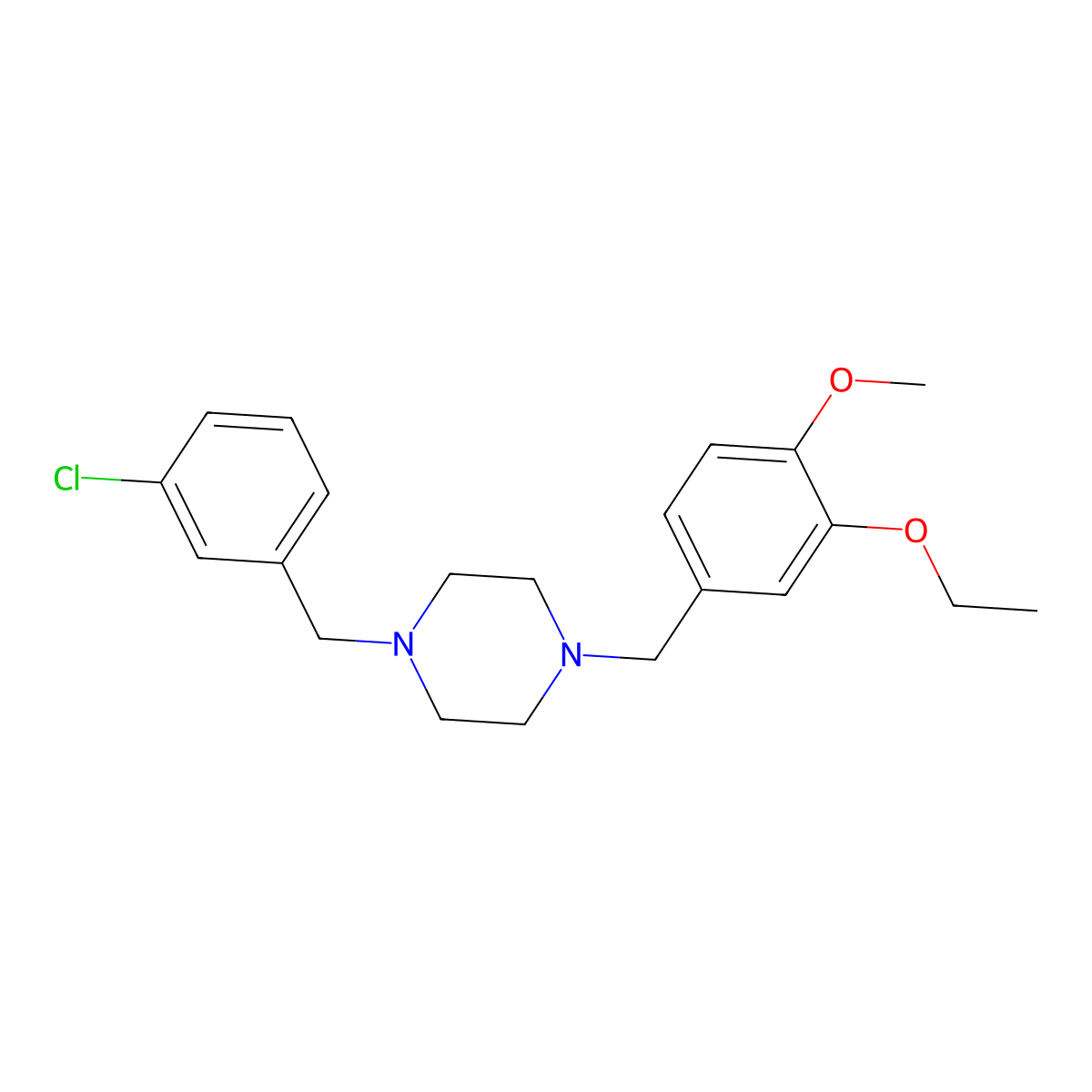 1-[(3-Chlorophenyl)methyl]-4-[(3-ethoxy-4-methoxyphenyl)methyl]piperazine molecular structure, CAS 356075-92-8
