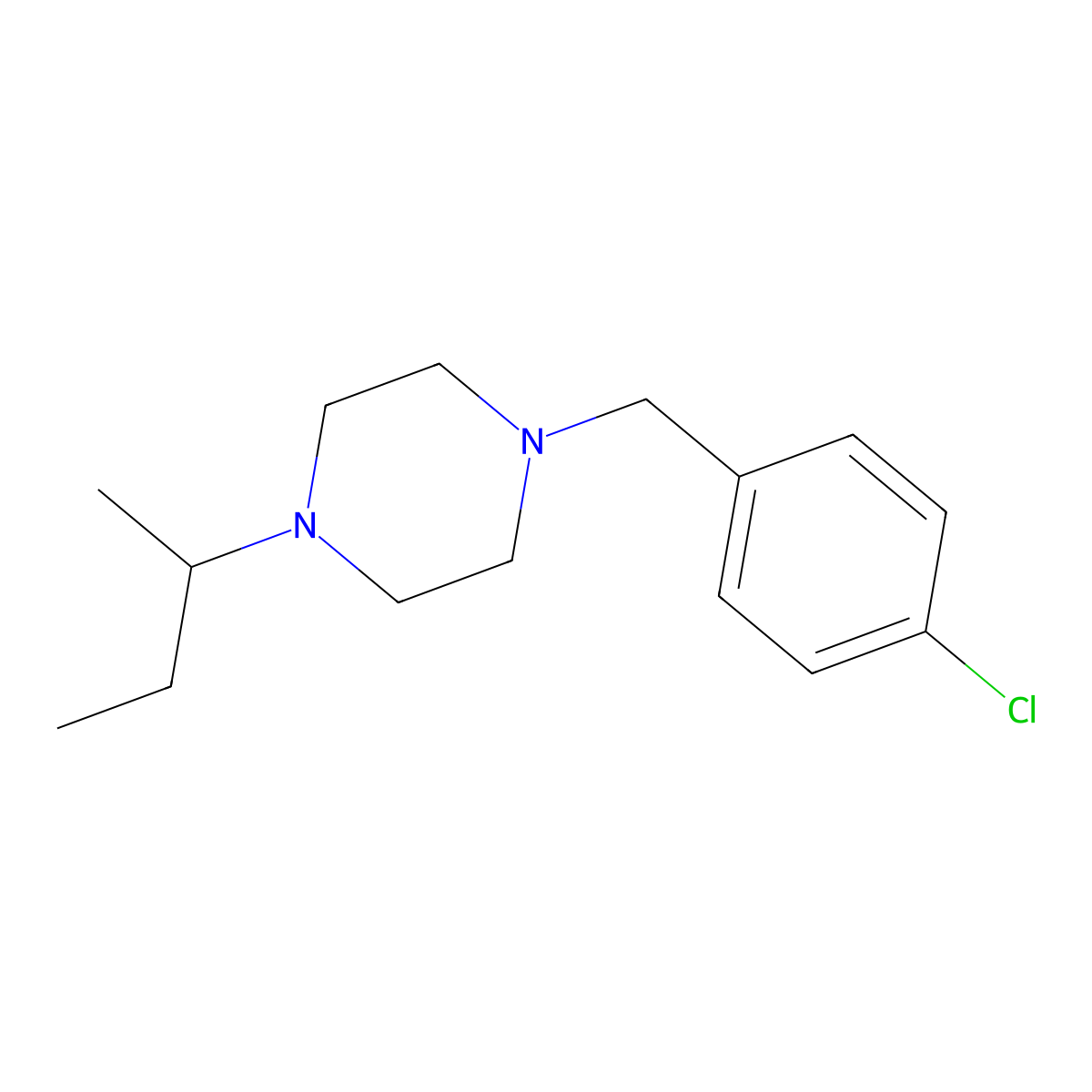 1-(Butan-2-yl)-4-(4-chlorobenzyl)piperazine molecular structure, CAS 356075-94-0