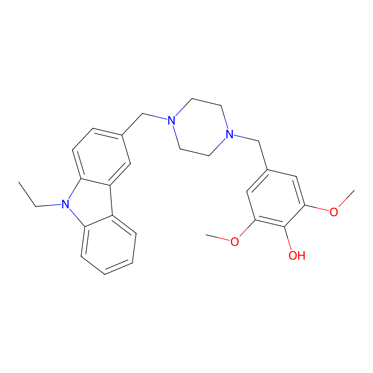 4-[[4-[(9-Ethylcarbazol-3-yl)methyl]piperazin-1-yl]methyl]-2,6-dimethoxyphenol molecular structure, CAS 356075-99-5