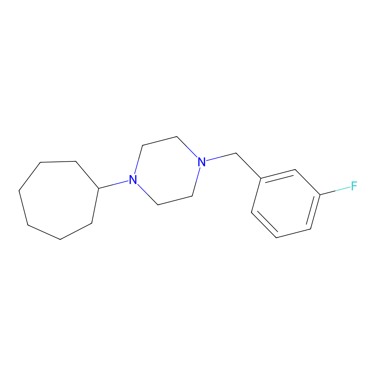 1-Cycloheptyl-4-[(3-fluorophenyl)methyl]piperazine molecular structure, CAS 356076-02-3