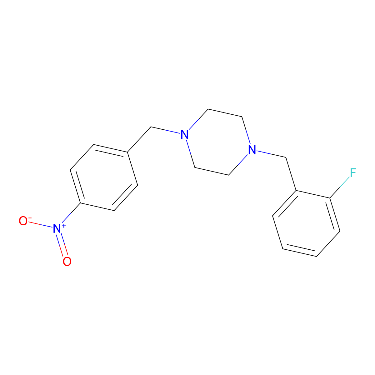 1-[(2-Fluorophenyl)methyl]-4-[(4-nitrophenyl)methyl]piperazine molecular structure, CAS 356076-07-8