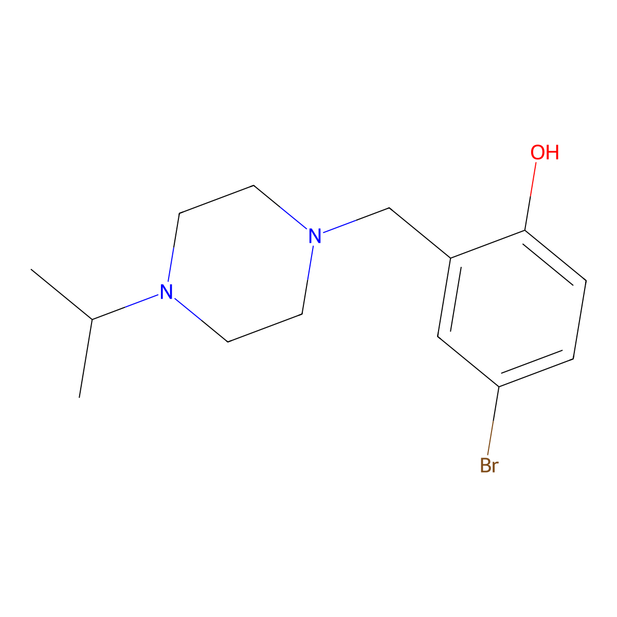 4-Bromo-2-[(4-propan-2-ylpiperazin-1-yl)methyl]phenol molecular structure, CAS 356076-12-5
