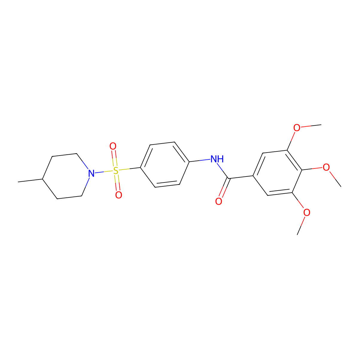 3,4,5-trimethoxy-N-{4-[(4-methylpiperidin-1-yl)sulfonyl]phenyl}benzamide molecular structure, CAS 356076-40-9