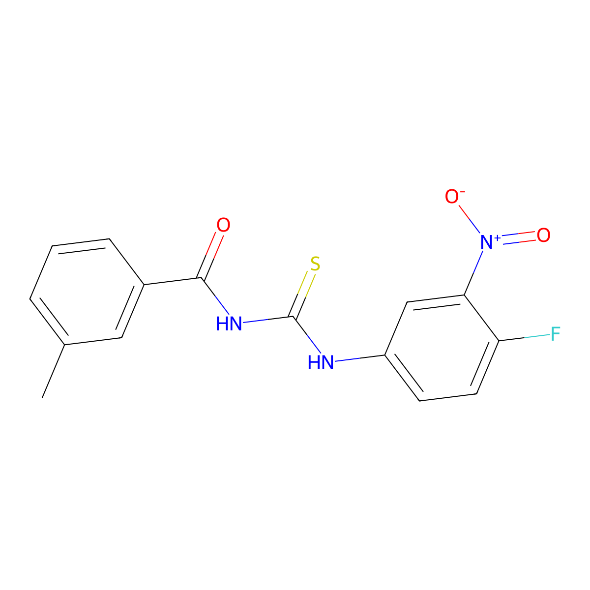 N-[(4-fluoro-3-nitrophenyl)carbamothioyl]-3-methylbenzamide molecular structure, CAS 356076-69-2