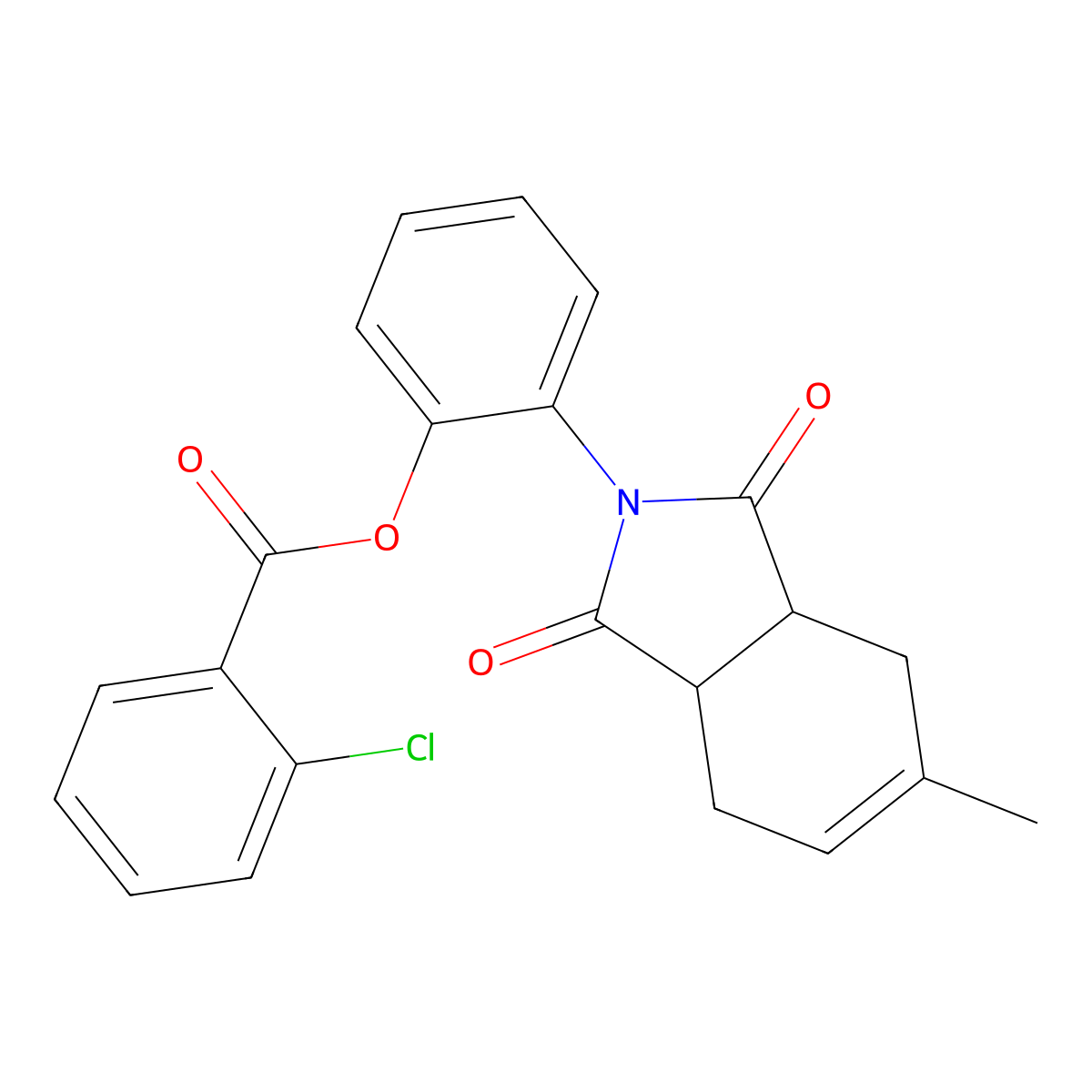 2-(5-methyl-1,3-dioxo-1,3,3a,4,7,7a-hexahydro-2H-isoindol-2-yl)phenyl 2-chlorobenzoate molecular structure, CAS 356076-95-4
