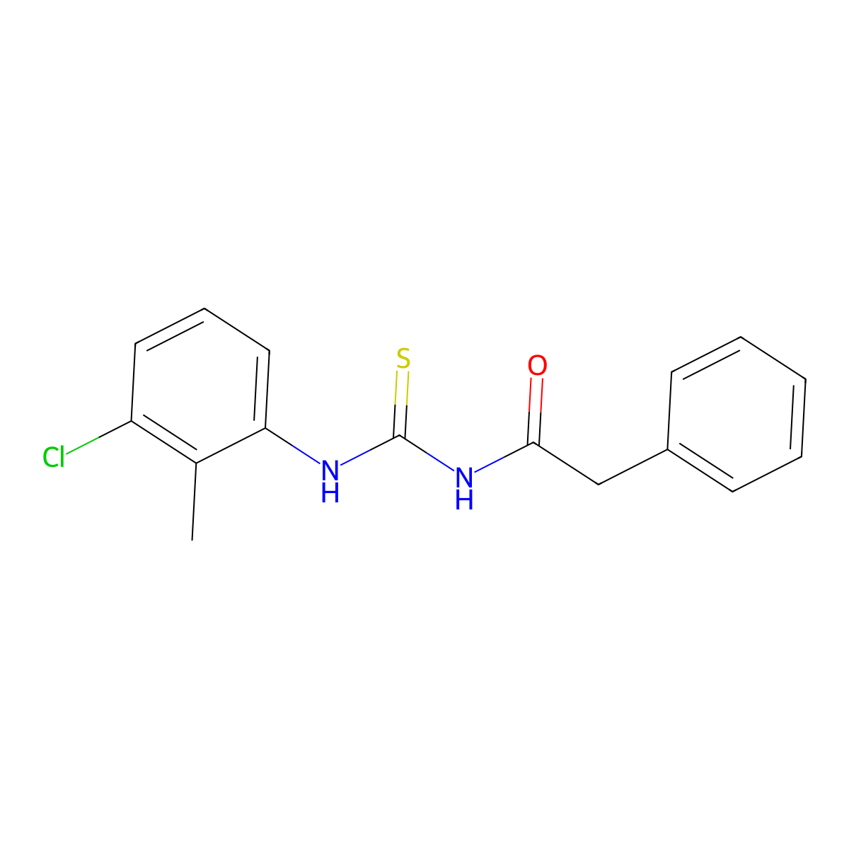 N-[(3-chloro-2-methylphenyl)carbamothioyl]-2-phenylacetamide molecular structure, CAS 356077-52-6