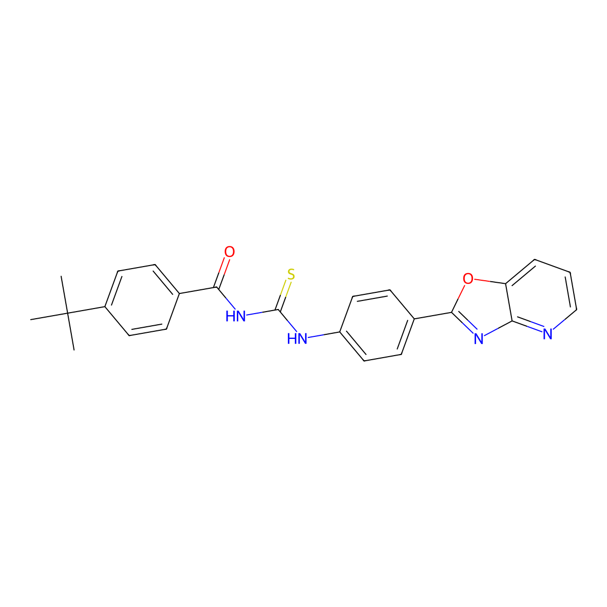 4-tert-butyl-N-[[4-([1,3]oxazolo[4,5-b]pyridin-2-yl)phenyl]carbamothioyl]benzamide molecular structure, CAS 356077-92-4