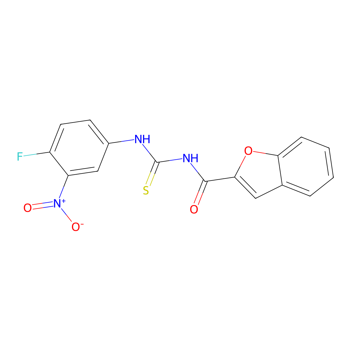 N-[(4-fluoro-3-nitrophenyl)carbamothioyl]-1-benzofuran-2-carboxamide molecular structure, CAS 356078-12-1
