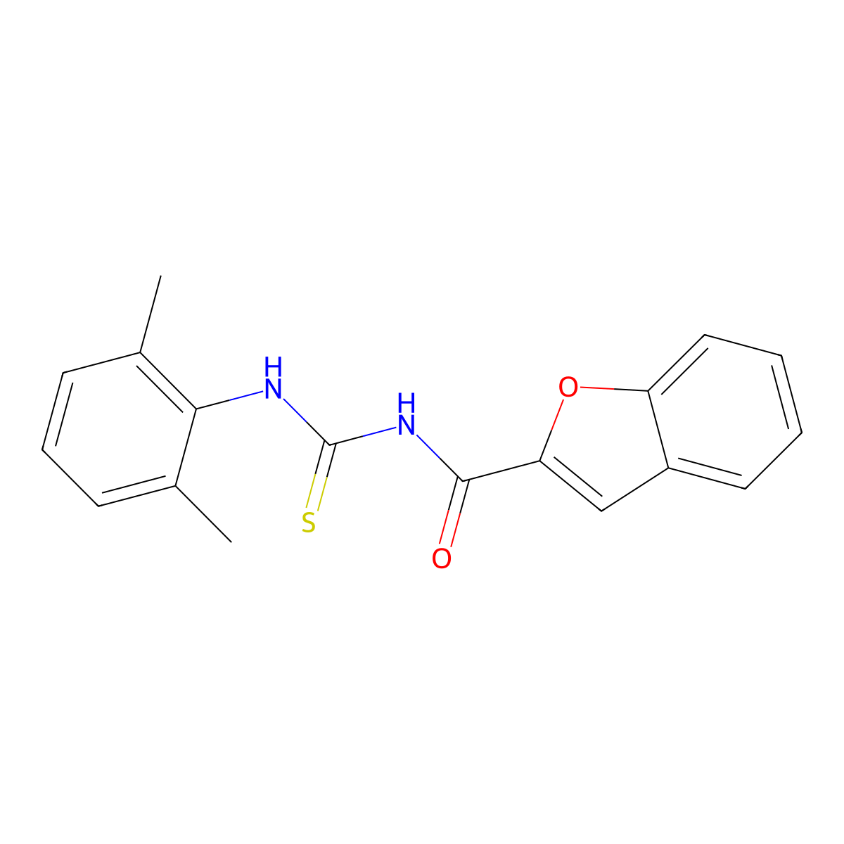 N-[(2,6-dimethylphenyl)carbamothioyl]-1-benzofuran-2-carboxamide molecular structure, CAS 356078-29-0