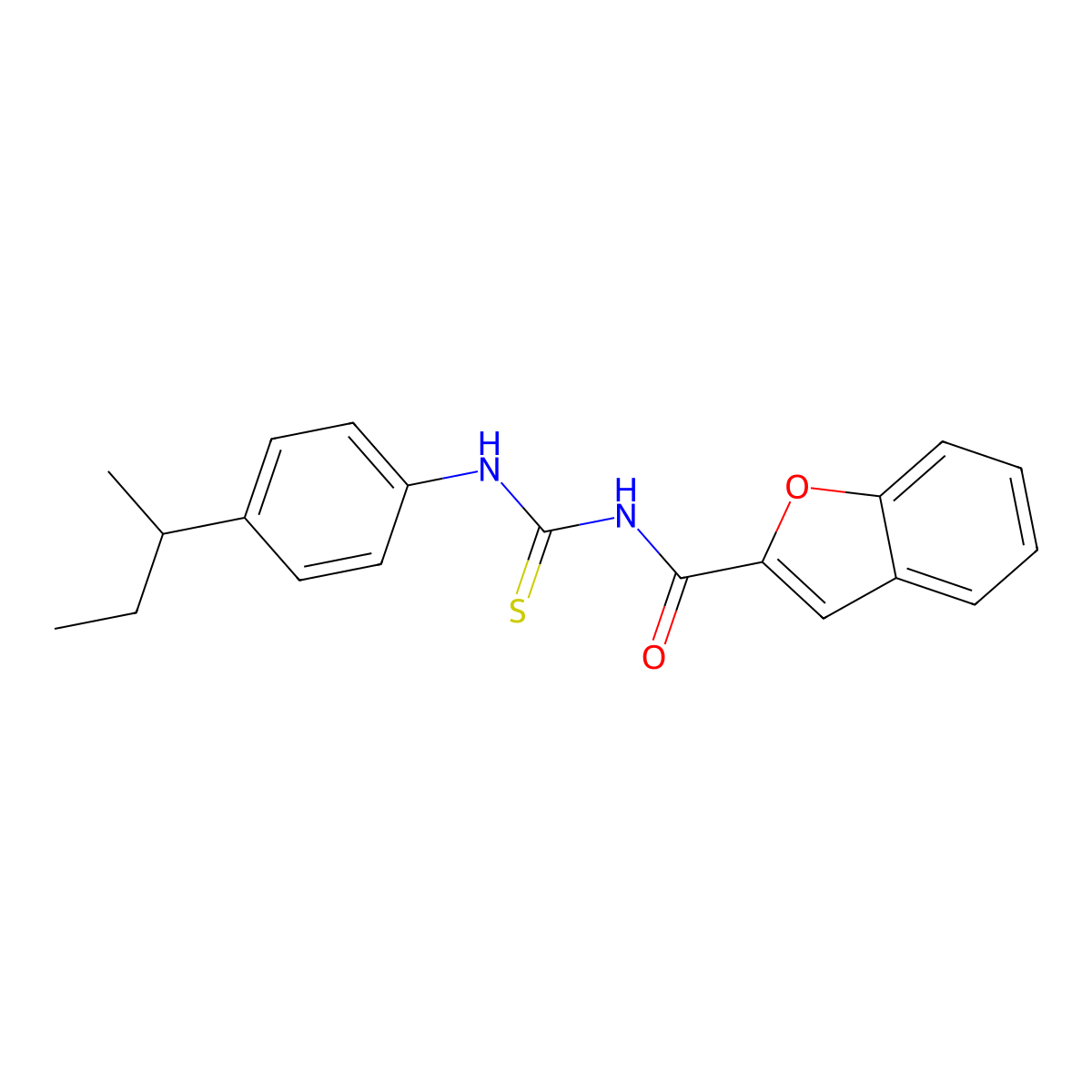 N-{[4-(butan-2-yl)phenyl]carbamothioyl}-1-benzofuran-2-carboxamide molecular structure, CAS 356078-32-5