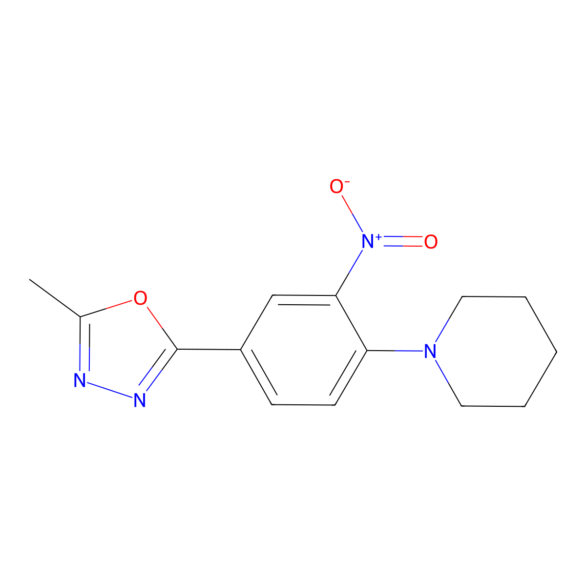 1-[4-(5-Methyl-1,3,4-oxadiazol-2-yl)-2-nitrophenyl]piperidine molecular structure, CAS 356078-34-7