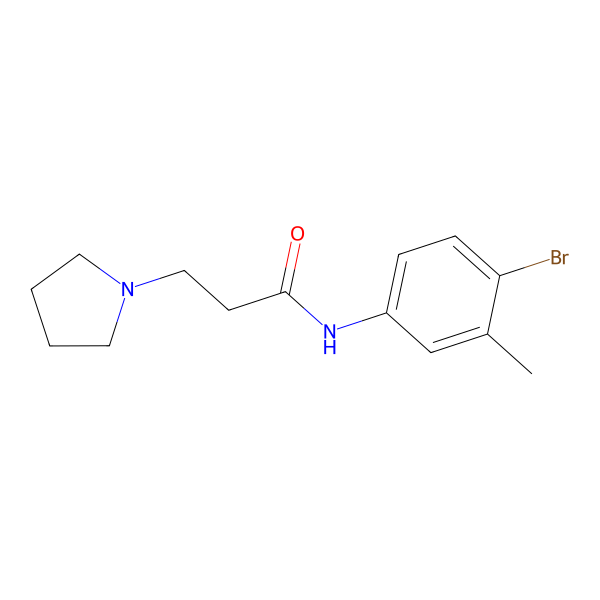 N-(4-bromo-3-methylphenyl)-3-pyrrolidin-1-ylpropanamide molecular structure, CAS 356078-42-7