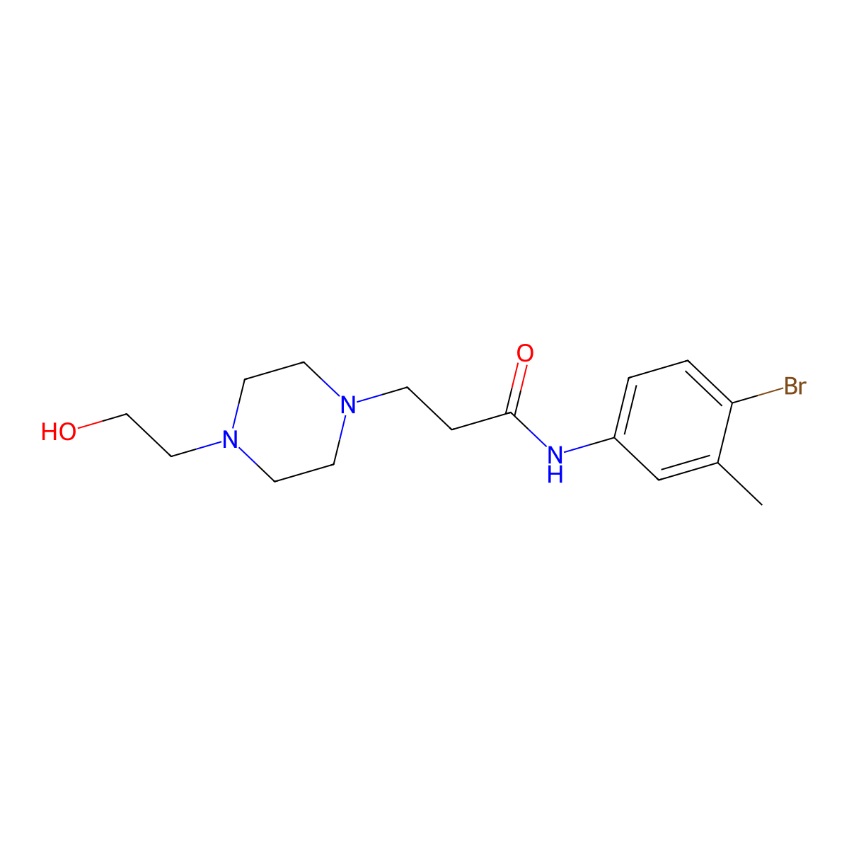 N-(4-bromo-3-methylphenyl)-3-[4-(2-hydroxyethyl)piperazin-1-yl]propanamide molecular structure, CAS 356078-45-0