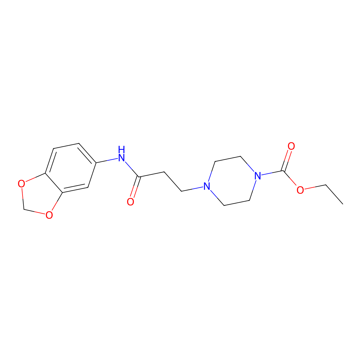 Ethyl 4-[3-(1,3-benzodioxol-5-ylamino)-3-oxopropyl]piperazine-1-carboxylate molecular structure, CAS 356078-57-4