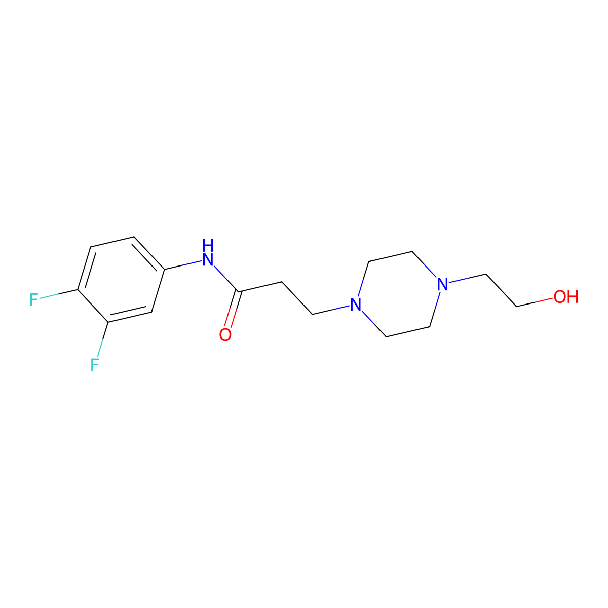 N-(3,4-difluorophenyl)-3-[4-(2-hydroxyethyl)piperazin-1-yl]propanamide molecular structure, CAS 356078-65-4