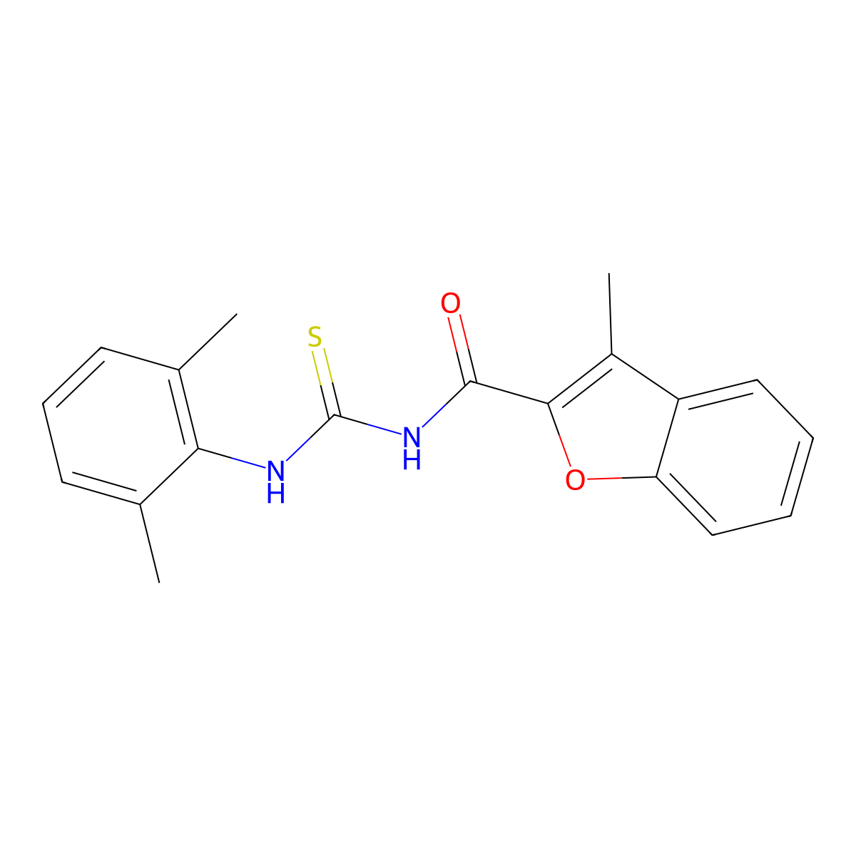 N-[(2,6-dimethylphenyl)carbamothioyl]-3-methyl-1-benzofuran-2-carboxamide molecular structure, CAS 356078-72-3