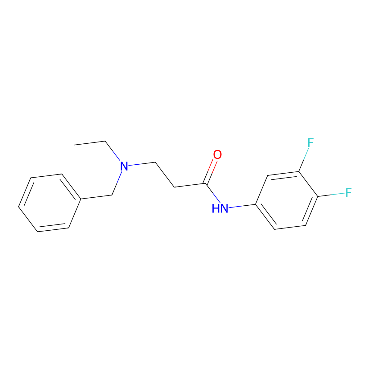3-[benzyl(ethyl)amino]-N-(3,4-difluorophenyl)propanamide molecular structure, CAS 356078-76-7