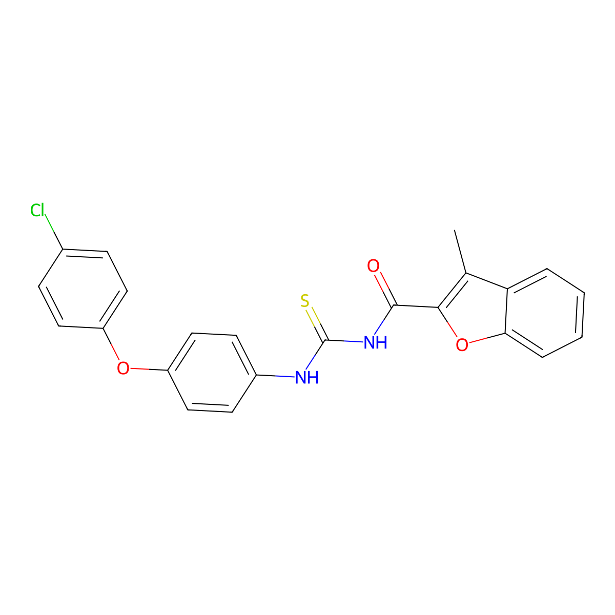 N-[[4-(4-chlorophenoxy)phenyl]carbamothioyl]-3-methyl-1-benzofuran-2-carboxamide molecular structure, CAS 356078-77-8